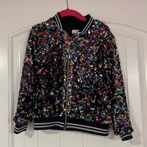 Girls size 5 sequin bomber jacket